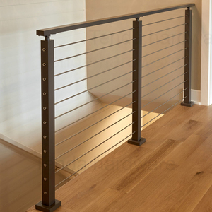 Rampe d'escalier intérieure en <span class=keywords><strong>métal</strong></span> avec main courante en <span class=keywords><strong>bois</strong></span> sur le dessus - Product Image 3