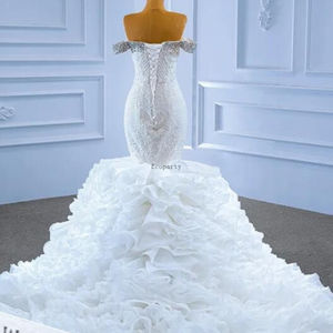 Vestido De Novo Princesa ชุดเดรสเจ้าสาวสำหรับใส่ทรัมเป็ตเปิดไหล่ประดับด้วยลูกปัดด้านหลังแต่งได้หรูหรา - Product Image 1