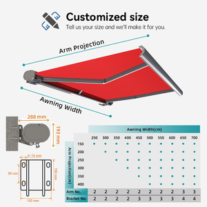 <span class=keywords><strong>Toldo</strong></span> Eléctrico Plegable de Casete Completo para Patio y Balcón, Motorizado, con Estructura de Aleación de Aluminio y Lona de Acrílico - Product Image 3