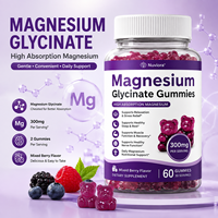 Gummy Magnesium Glycinate 300mg 60 Buah Rasa Campuran Berry, Label Pribadi OEM Grosir, Mendukung Relaksasi Otot dan Tidur Nyenyak