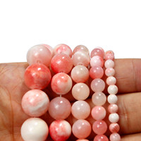 Perles rondes en calcédoine rose Morgan, pierres naturelles polies, accessoires de bijoux DIY, nouveautés, vente en gros directe d'usine