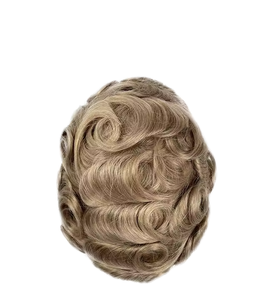 Sistema de Cabello Remy Indio con Base de Encaje Suizo al por Mayor, Nudo Decolorado, Línea de Cabello Natural, Piezas de Cabello para Hombre, Tupé de Densidad Media para Hombre - Product Image 5