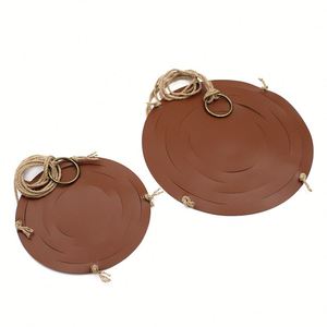 Round Pu Leather Drawstring Storage <b>Foldable</b> Fruit <b>Basket</b> With Jute Rope Outdoor Plant Hanger Planter Wall - Product Image 3