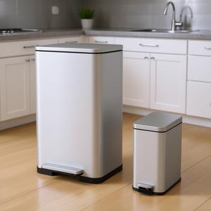 Juego de botes de basura Step Combo de 10.5 y 1.6 galones, de acero inoxidable, para cocina, de operación manual, con cubos interiores desmontables - Product Image 2