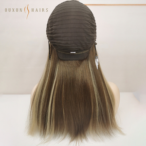 Pelucas kosher judías rectas de hueso de vendedor de <span class=keywords><strong>cabello</strong></span> chino crudo con parte superior de encaje frontal y reflejos rubios cenicientos - Product Image 3