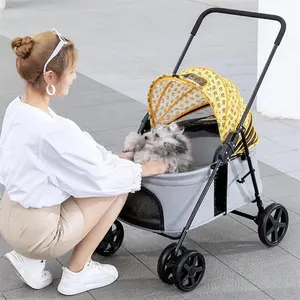 Коляска для собак для больших домашних животных прогулочная коляска дышащая коляска для животных Съемная переноска для домашних животных с 4 колесами