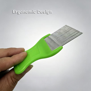 Peigne <span class=keywords><strong>anti</strong></span>-puces et <span class=keywords><strong>poux</strong></span> pour animaux de compagnie, durable, antirouille, professionnel, en acier inoxydable, pour le nettoyage du pelage, élimine efficacement les nitres 04p - Product Image 6