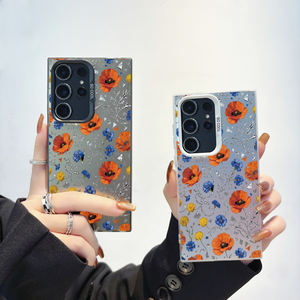 Funda Protectora para Teléfono Móvil Samsung A16 A21S A24 A25 A26 A32 <span class=keywords><strong>A33</strong></span>, Diseño de Flores Naranjas, Plateado Electroplacado, TPU y PC - Product Image 1