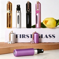 Atomiseur de parfum portable 5 ml à remplissage par le bas, flacon de voyage en aluminium avec pendentif papillon et fenêtre visible, mini flacon de parfum