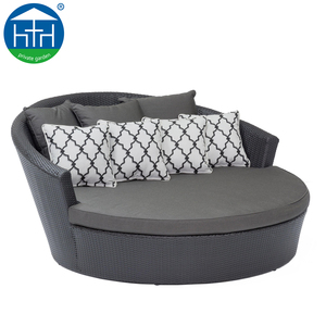 Chaise Longue Rotonda Accogliente, <span class=keywords><strong>Lettino</strong></span> Prendisole di Lusso in Vimini con Baldacchino per Hotel, Patio e Spiaggia - Product Image 6