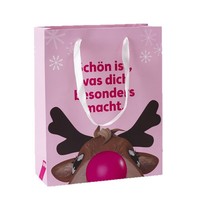 Sac cadeau en papier de Noël personnalisé avec un imprimé mignon de rennes et de flocons de neige, sac à main pour l'emballage de cadeaux de Noël