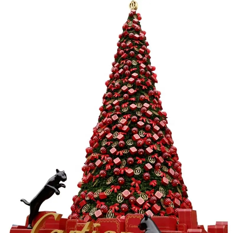 Decoración de fiesta en casa de lujo, árboles de pino de Navidad, árbol de Navidad artificial gigante de Navidad con soporte de Metal