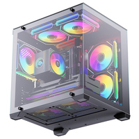 High-Airflow Mesh Design Snowman ATX Mid Tower Computer Case PC Chassis Tempered Glass Side Panel for Gaming Computer Front USB