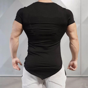 Camiseta Hip Hop marchio personalizzato stampato <span class=keywords><strong>giovane</strong></span> <span class=keywords><strong>uomo</strong></span> sportivo nero <span class=keywords><strong>abbigliamento</strong></span> Casual tinta unita Slim Fit da ginnastica t Shirt <span class=keywords><strong>uomo</strong></span> - Product Image 3