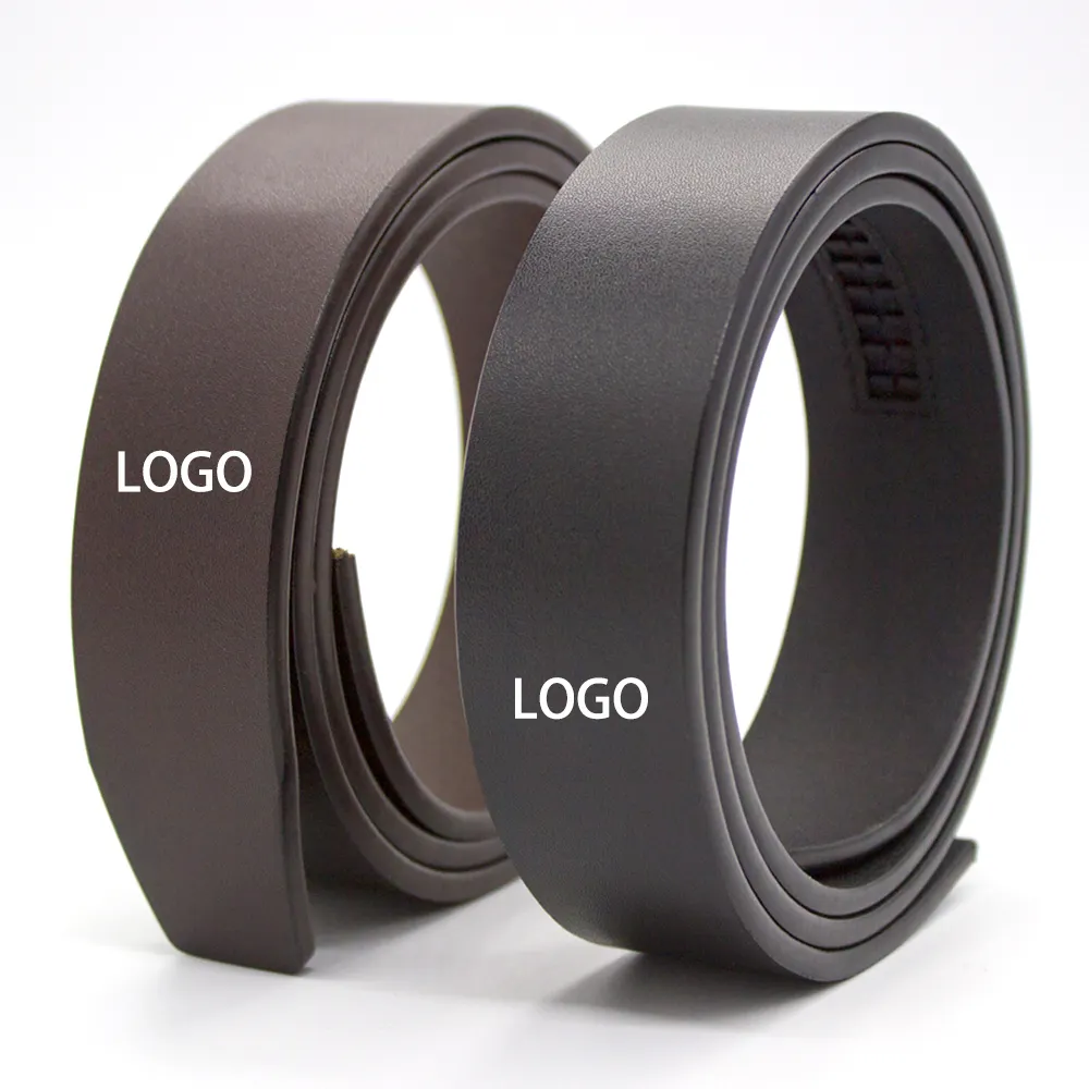 OEM/ODM Custom Your Logo Luxury Fashion Sliding Leather Belt Without Buckle