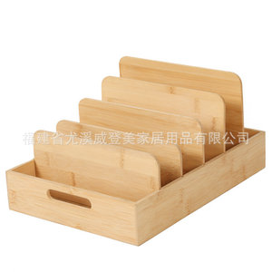 Boîte de rangement compartimentée en bambou, étagère amovible pour comptoir de cuisine, boîte de rangement pour assiettes, égouttoir de rangement pour table - Product Image 2