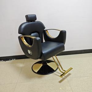 Fauteuil de barbier inclinable noir avec appui-tête réglable, fauteuil de beauté pour salon, mobilier de spa - Product Image 4