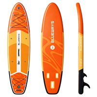 Vente flash : SUP gonflable Drop Stitch 11' x 33" avec pompe, planche à pagaie orange flamme, kit complet avec pont en bois, polyvalent