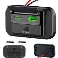 Prise de charge rapide USB double port PD à montage en surface, prise de courant 12V pour voiture avec interrupteur marche/arrêt pour camping-car, bus, camion, bateau, caravane