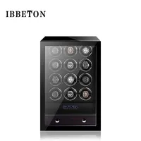 IBBETON Boîte à montres automatiques de luxe avec remontoir, coffre-fort, moteur Mabuchi, écran tactile LCD, accessoires de montre en bois