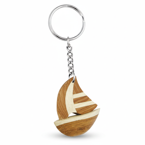 Portachiavi in legno a forma di barca a vela, design in miniatura, artigianato in legno naturale, regalo per uomo e donna, souvenir di viaggio - Product Image 2
