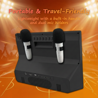 Sistema de Karaoke Portátil de 14 Pulgadas con Pantalla 1366x768, 2 Micrófonos Inalámbricos, DC12V, para Camping, Hogar y TV