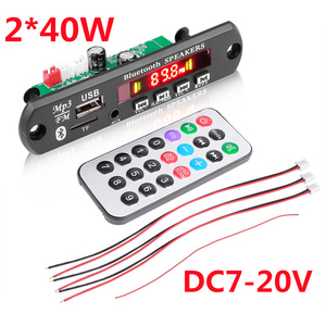 เครื่องขยายเสียง2*60W 40W 25W 6W,อุปกรณ์ขยายเสียงบลูทูธ5.0 Papan Dekoder MP3 Bebas Genggam 12V Pemutar Music Nirkabel Modul Audio USB TF Radio - Product Image 5