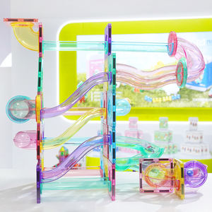 مجموعة مسار الرخام المغناطيسي بالجملة من Mntl، 115 قطعة بألوان الجيلي، مجموعة بناء مسار سباق الرخام، ألعاب متاهة بقطع مغناطيسية - Product Image 1