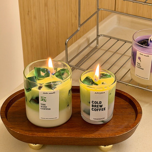 Vela Aromática con Aroma a Café Helado, Diseño de Frutas Coloridas de Doble Capa, Accesorio para Fotografía, Regalo Festivo, Duración de 4-12 Horas - Product Image 2