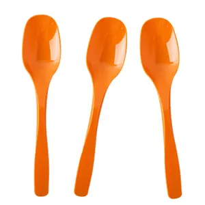 顶级PS一次性橙色白色透明布丁塑料派对勺子