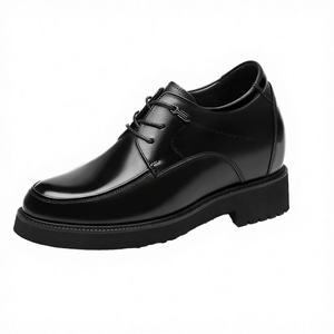 Chaussures Derby habillées pour hommes à lacets, hauteur intérieure 11 cm, en cuir souple, bout pointu, semelle épaisse, respirantes, antidérapantes - Product Image 3