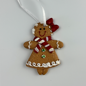 Handmade Christmas PVC Gingerbread Man Ornament High Quality UV Printed Home Decor <b>Red</b> Bow <b>Scarf</b> Green Accents Holiday - Product Image 3
