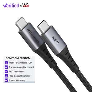 Cable USB C de Aleación de Aluminio Premium de 240 W, 48 Hilos Trenzados, Tipo C a C, 100 W PD, <span class=keywords><strong>5</strong></span> A, USB 2.0, Cable de Carga Rápida para MacBook - Product Image 1