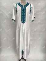 Abaya marocaine de luxe pour hommes, brodée, respirante, pour musulmans Livraison rapide, prête pour l'été