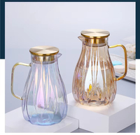 Carafe à eau en verre borosilicate OEM & ODM, pour jus et thé glacé, avec couvercle