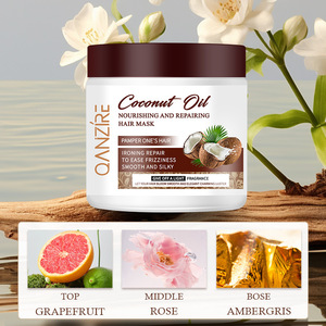 Masque capillaire à la noix de coco 500 ml avec <span class=keywords><strong>acide</strong></span> <span class=keywords><strong>hyaluronique</strong></span>, réparateur pour cheveux secs, après-shampoing à l'huile de coco, crème lissante pour cheveux - Product Image 2