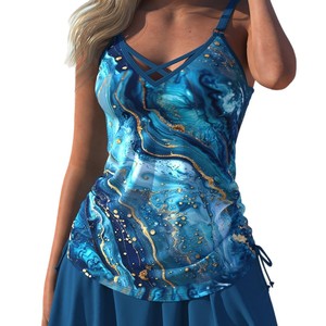 European Style Two Piece Swimsuit <b>Plus</b> <b>Size</b> 1XL 2XL 3XL 4XL 5XL With Bra Pads No <b>Underwire</b> Conservative <b>Swimwear</b> For Women - Product Image 4