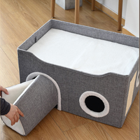 Maison pour chat interactive et pliable avec griffoir, lit pour animal de compagnie portable et chaud pour toutes les saisons, meuble-nid détachable pour intérieur