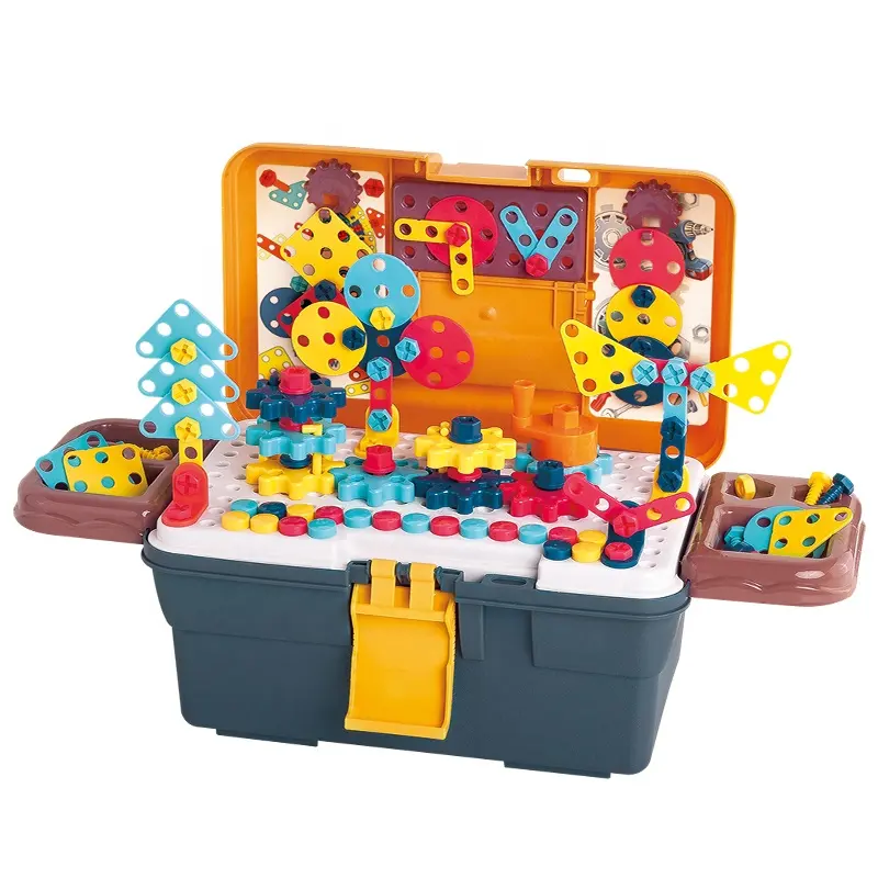 Cacciavite elettrico e manuale 2D & 3D Puzzle fai da te assemblaggio vite Puzzle fai da te strumenti di riparazione scatola blocchi trapano giocattoli per bambini