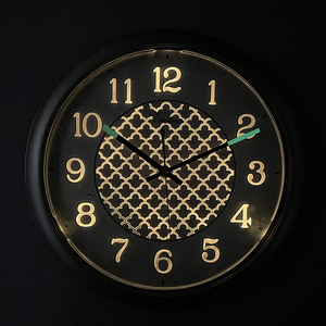 13 Inch Elegant Lighted <b>Clock</b> <b>Led</b> Night Light Plastic Wall <b>Clock</b> Light Sensitive for Living Room Kitchen Bed Room Home Decor - Product Image 1