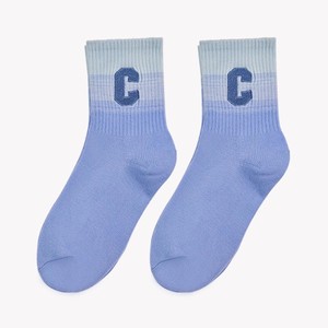 Women Crew Socks Gradient Color Cotton Polyester Blend Sweat Absorbent Letter C Design Spring Autumn Casual Wear - Product Image 5