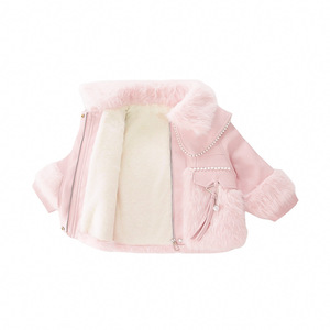 Cappotto da ragazza con collo di perle stampato in pelliccia sintetica con cerniera autunno inverno 2025 nuova moda coreana addensata <span class=keywords><strong>per</strong></span> bambine - Product Image 5