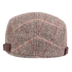FF3668 울 혼방 플랫 베레모 뉴스 보이 모자 운전 화가 캐비 헤링본 아이비 모자 조정 가능한 트위드 뉴스 보이 모자 - Product Image 2