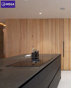 Cuisine moderne <span class=keywords><strong>de</strong></span> luxe en bois massif avec évier, îlot blanc mat, armoire en marbre stratifié, design modulaire - Product Image 4