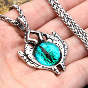 Yunnique – collier avec pendentif œil de Dragon en acier inoxydable pour hommes, bijoux à la mode, Style Hip Hop, design géométrique, chaîne à sertissage - Product Image 4
