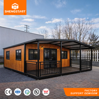 Maison conteneur modulaire préfabriquée extensible à double aile de 20/40 pieds, étanche, résistante aux tremblements de terre, avec salle de bain et cuisine, pour écoles rapides à construire