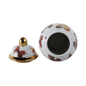 Decorative Butterfly Ceramic Temple Jar With <b>Lid</b> For Living Room Bedroom Office Home <b>Decor</b> - Product Image 6