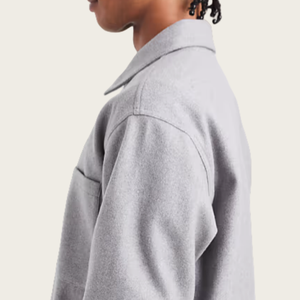 Veste d'extérieur OEM personnalisée pour <span class=keywords><strong>homme</strong></span> à col montant, en laine d'hiver avec doublure polaire en cachemire, personnalisable - Product Image 3