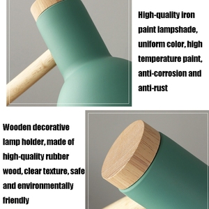 Black E27 Wood And Metal Desk <b>Lamp</b> With Adjustable Arm For Reading And <b>Study</b> - Product Image 4