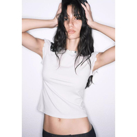 Benutzer definiertes Logo Baumwolle Slim Fit T-Shirt Raglan Ärmel O-Ausschnitt Crop Top für Frauen Casual T-Shirt bestickt